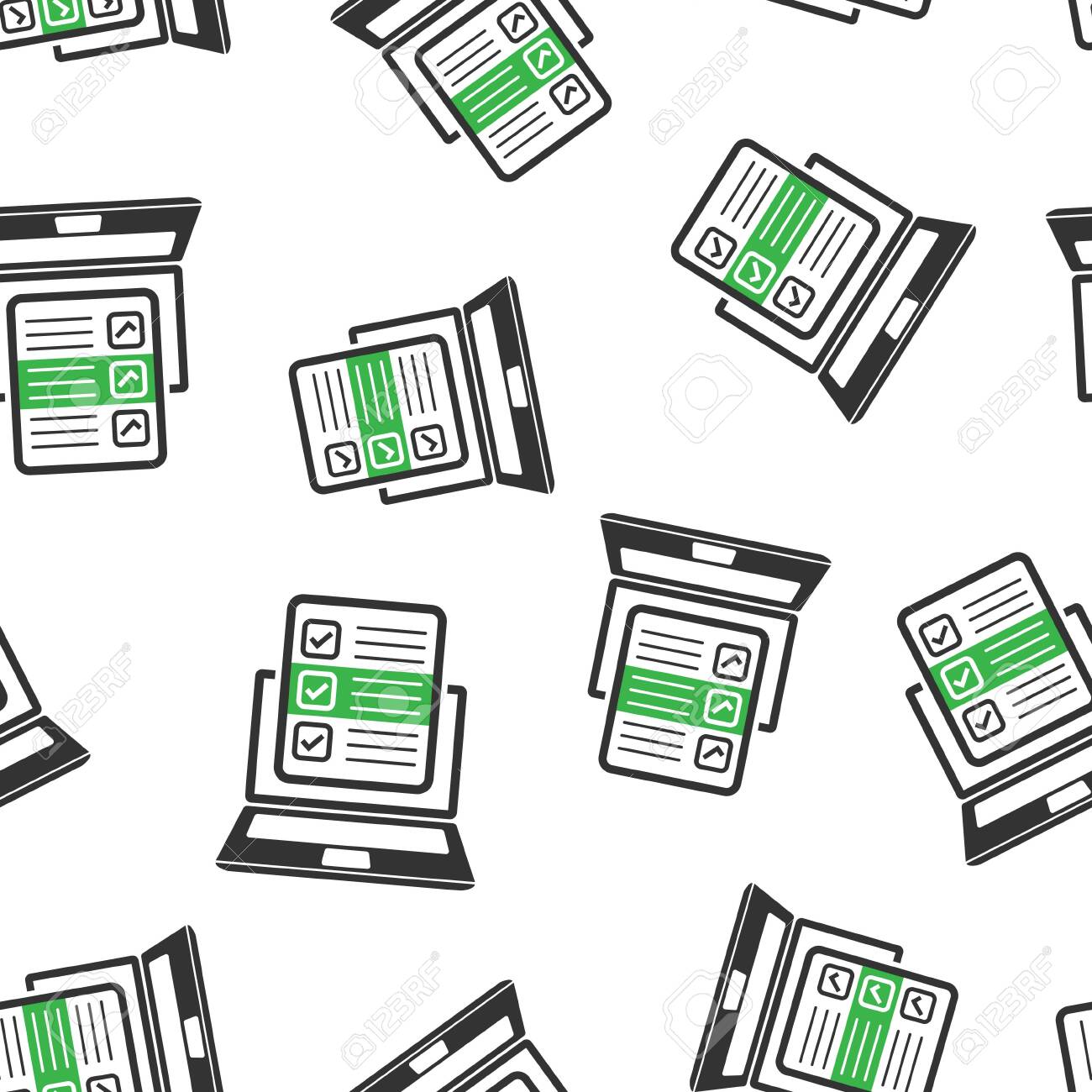 Questionnaire Laptop Icon Seamless Pattern Background Online -